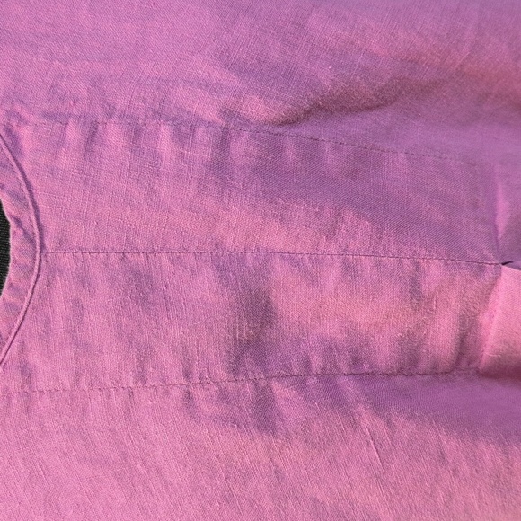 FLAX Woodstock Flowy Linen Blouse Lilac V Neck Size Small Women’s 3/4 Sleeves - Picture 4 of 7